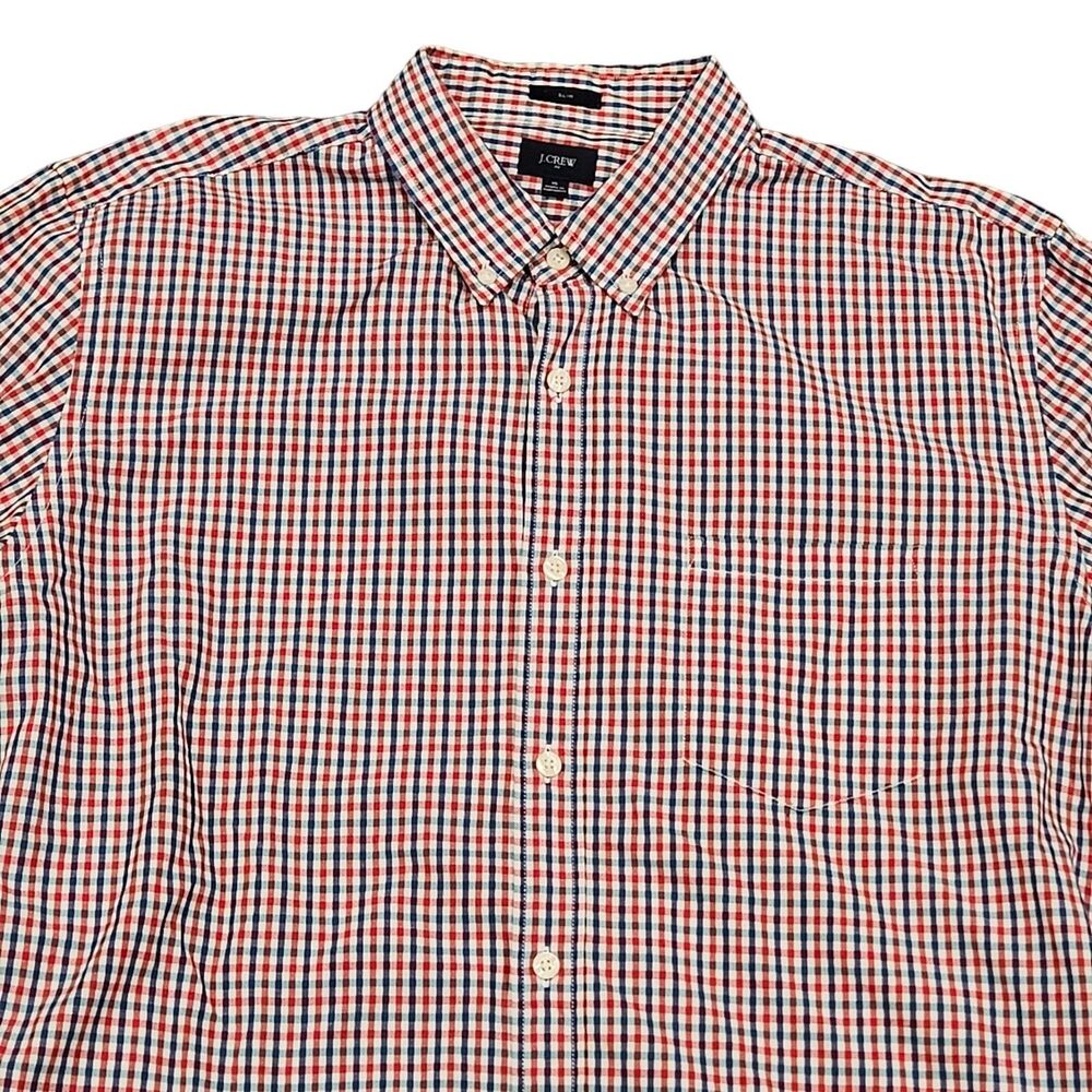J Crew Slim Fit Men's Checkered Long Sleeve Button Down Shirt Size XL